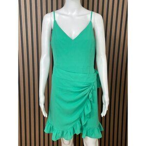 Lilly Pulitzer Alisa Women's Dress 10 Green Slip Wrap Ruffle Hem Tie-Waist